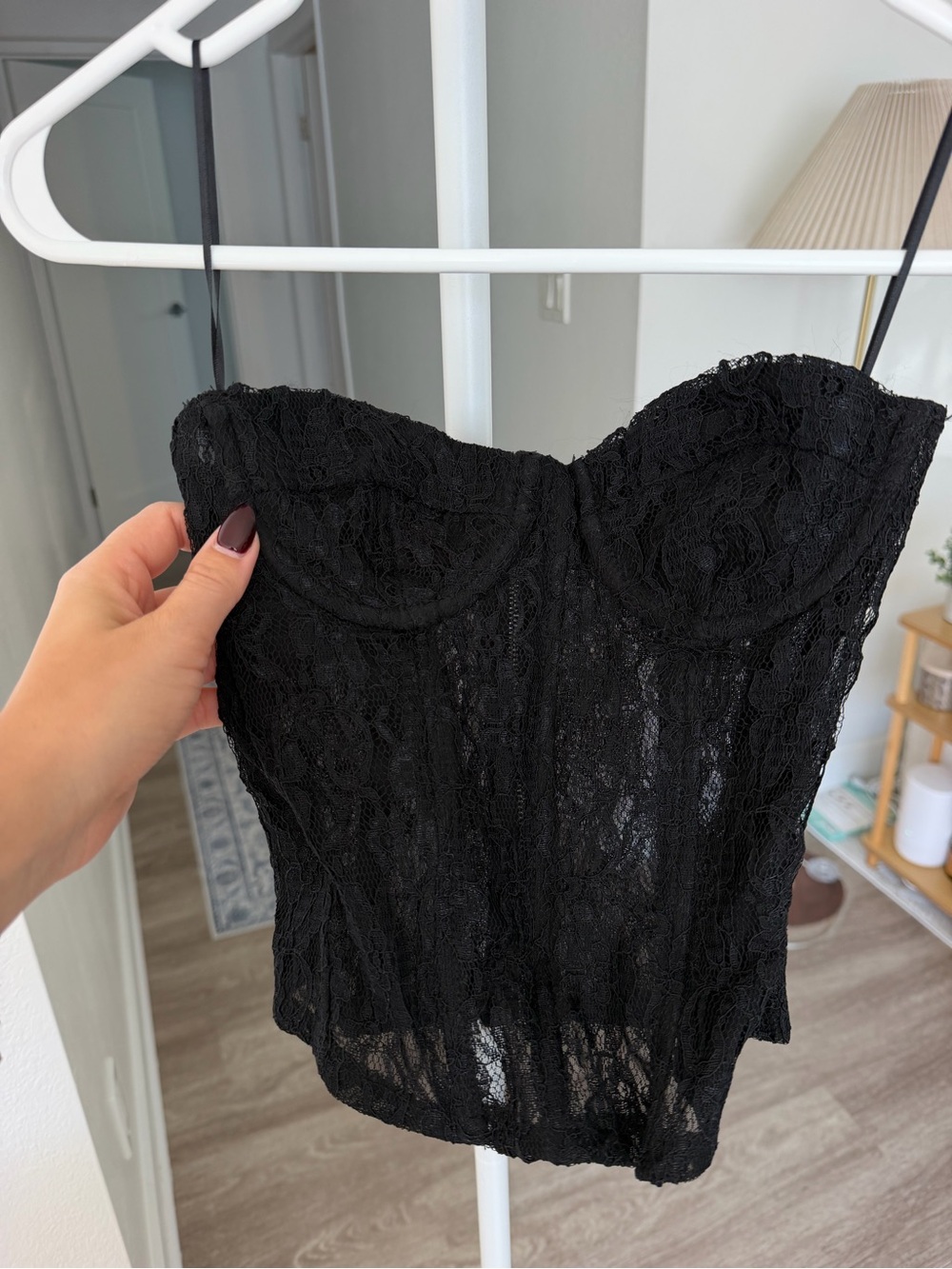 Edikted black lace strapless corset